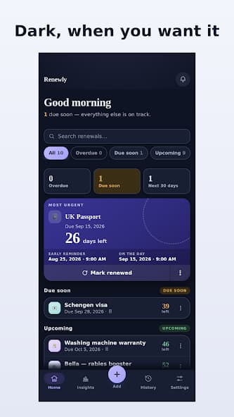 Renewly Urgent Renewals Dashboard
