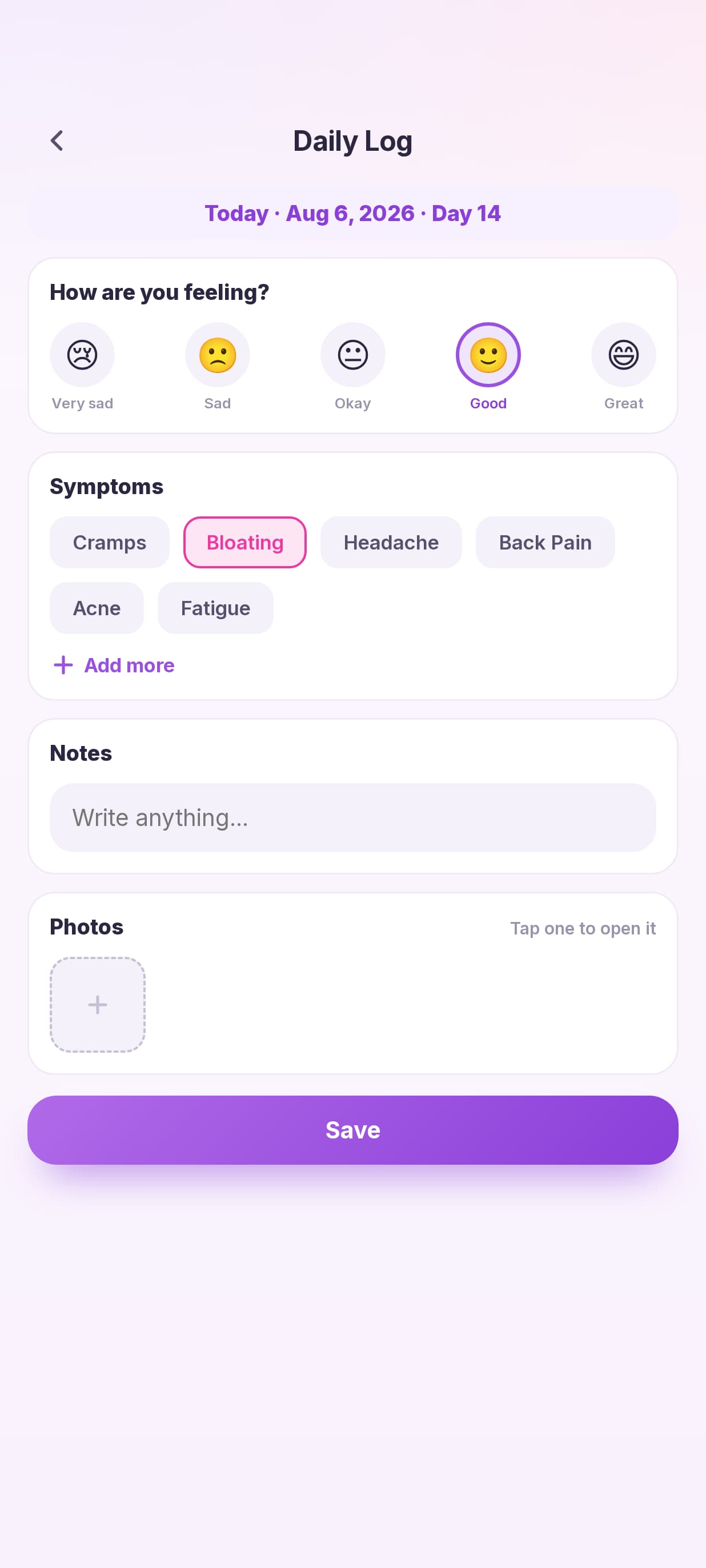 Bloom Daily Mood & Symptom Logger