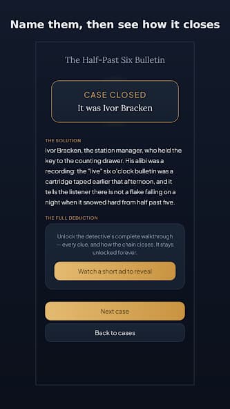 Casefall 'Case Closed' and walkthrough reveal screen