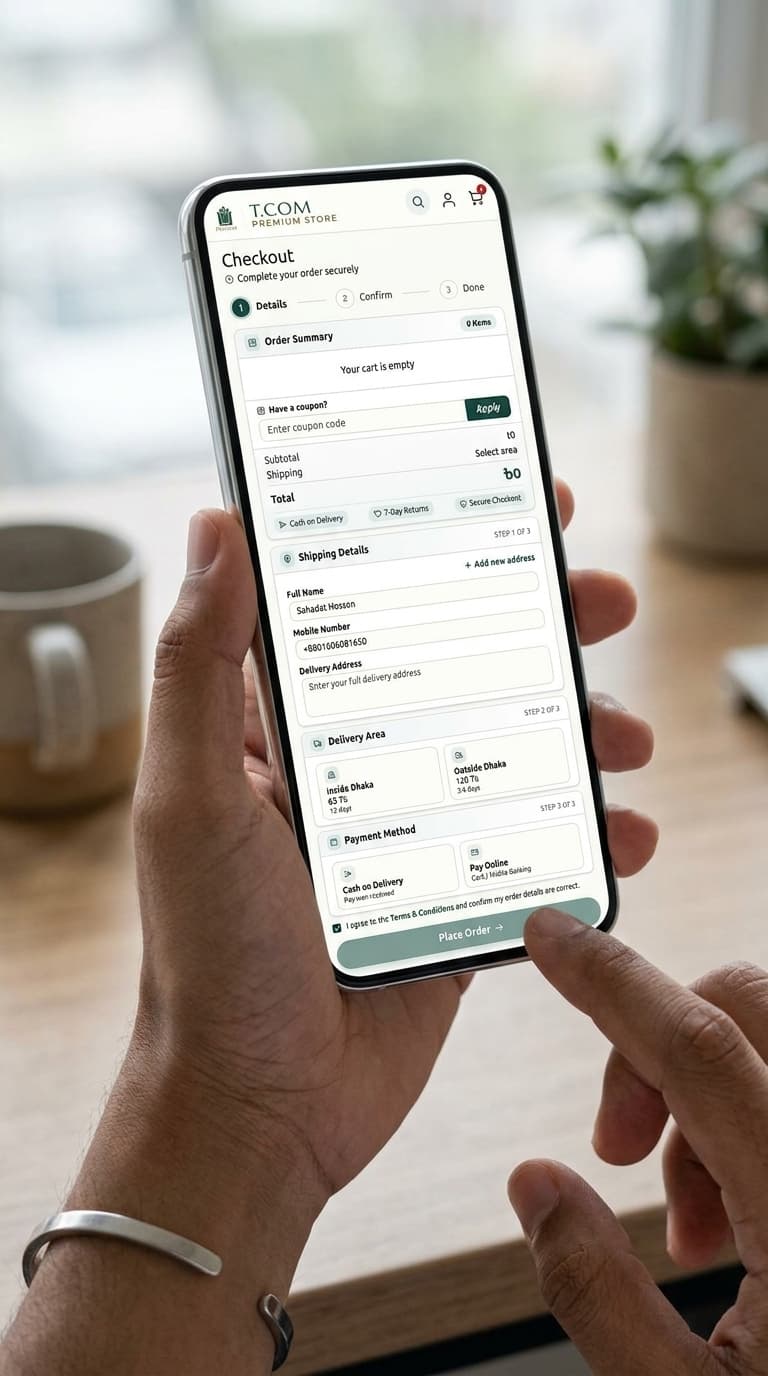 Checkout summary and purchase confirmation screen
